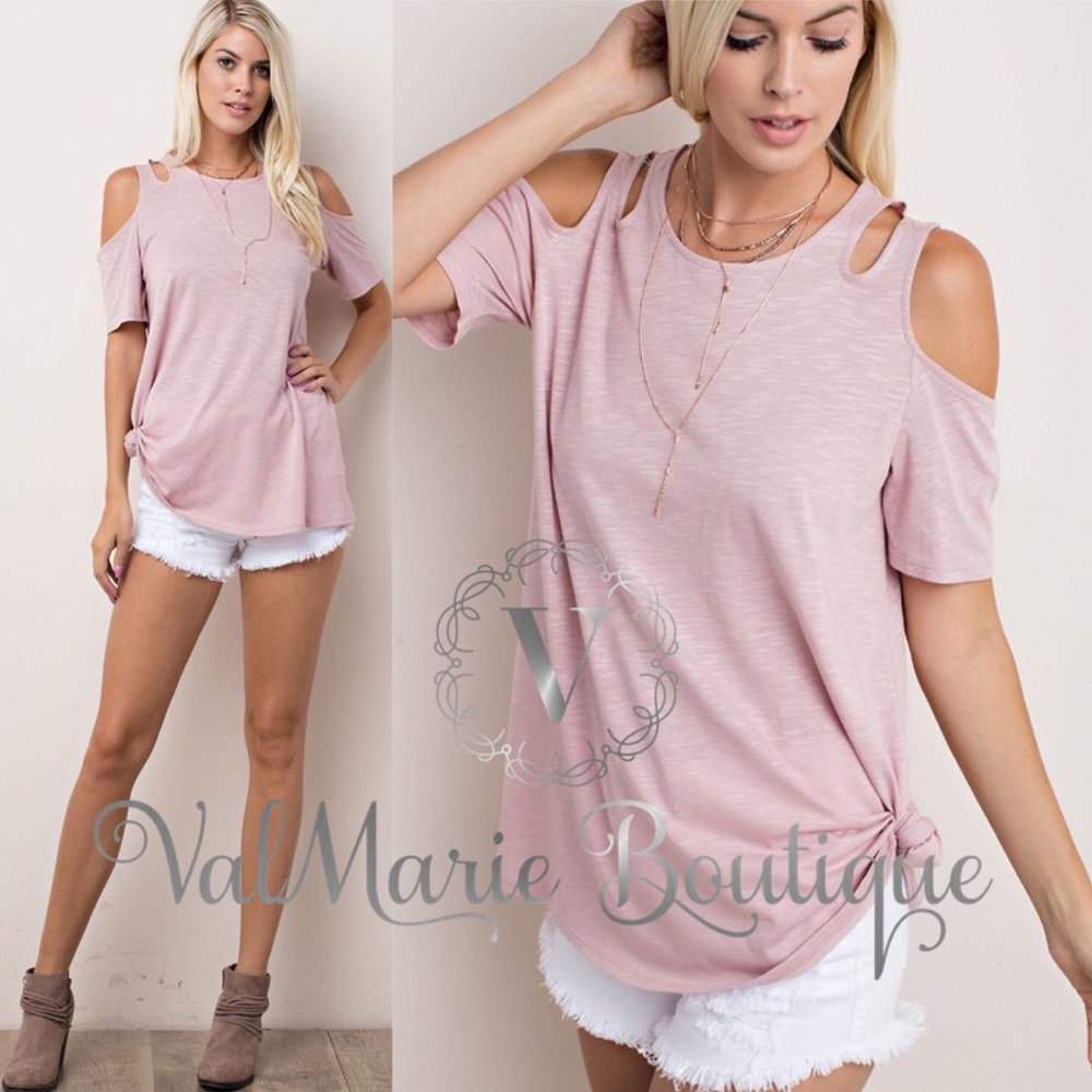🌸SZ S LAST 1- Mauve Soft Cold Shoulder Top - Picture 2 of 4